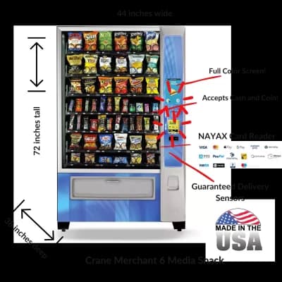 Crane Merchant Media 6 snack vending machine