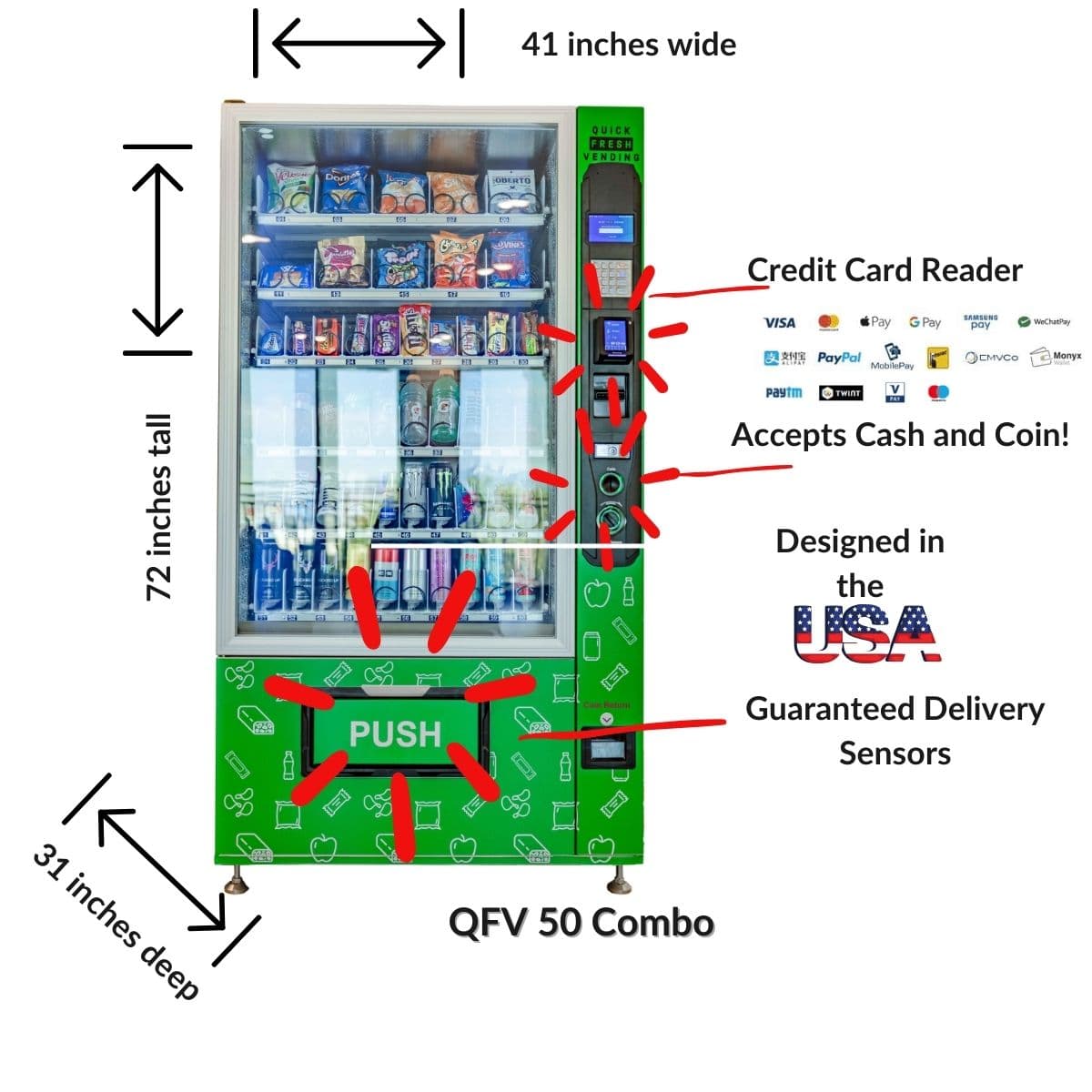 Quick Fresh Vending QFV 50 combo vending machine